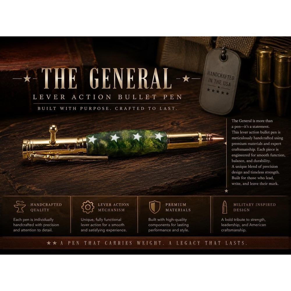 The General: 30 Cal Bullet lever action pen